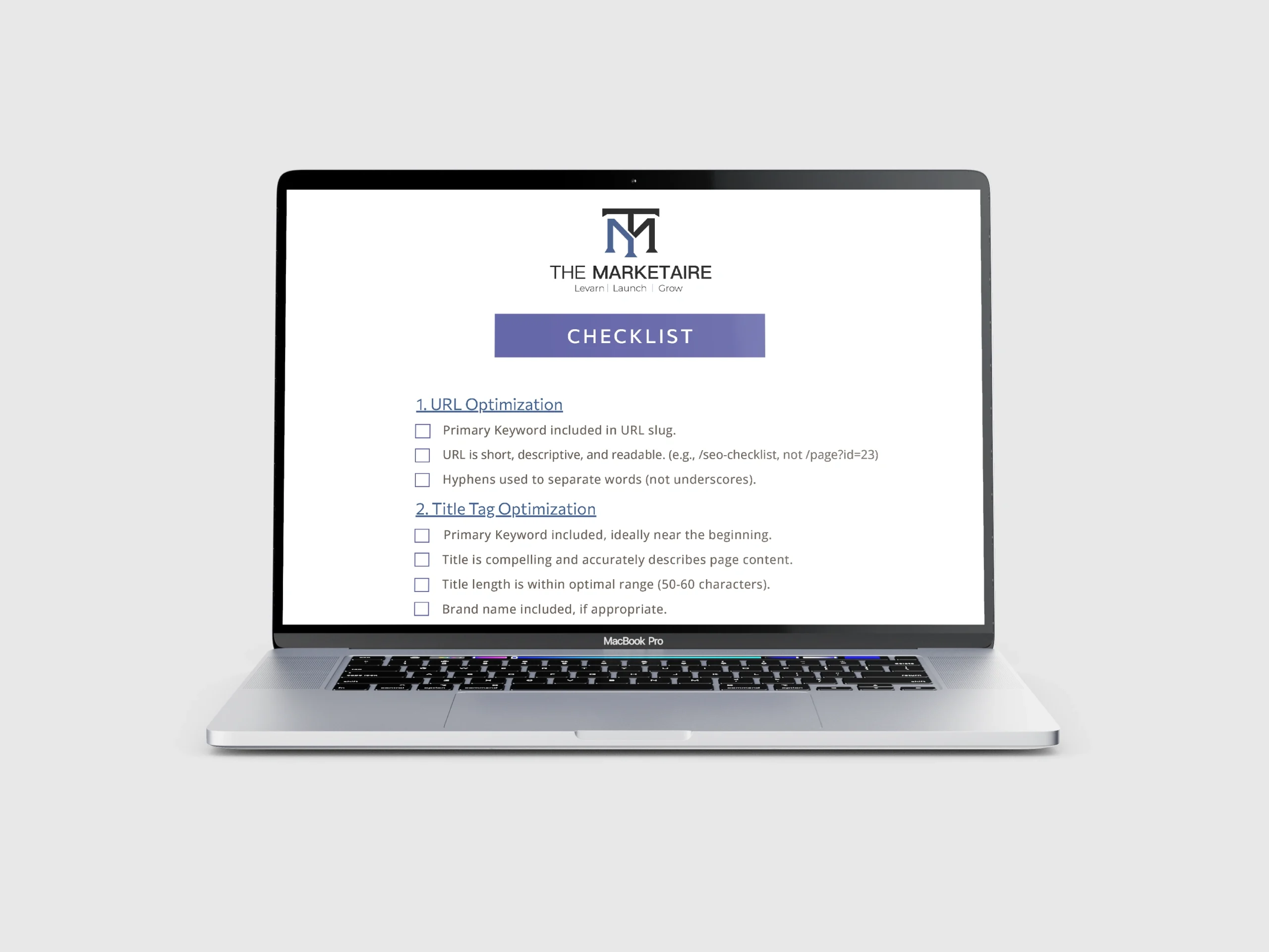 Macbook with TheMarketaire SEO checklist