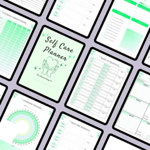 Digital self care planner PDF with mood chart and gratitude journal