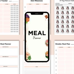 Printable meal planner with nutrition tracker and daily food log
