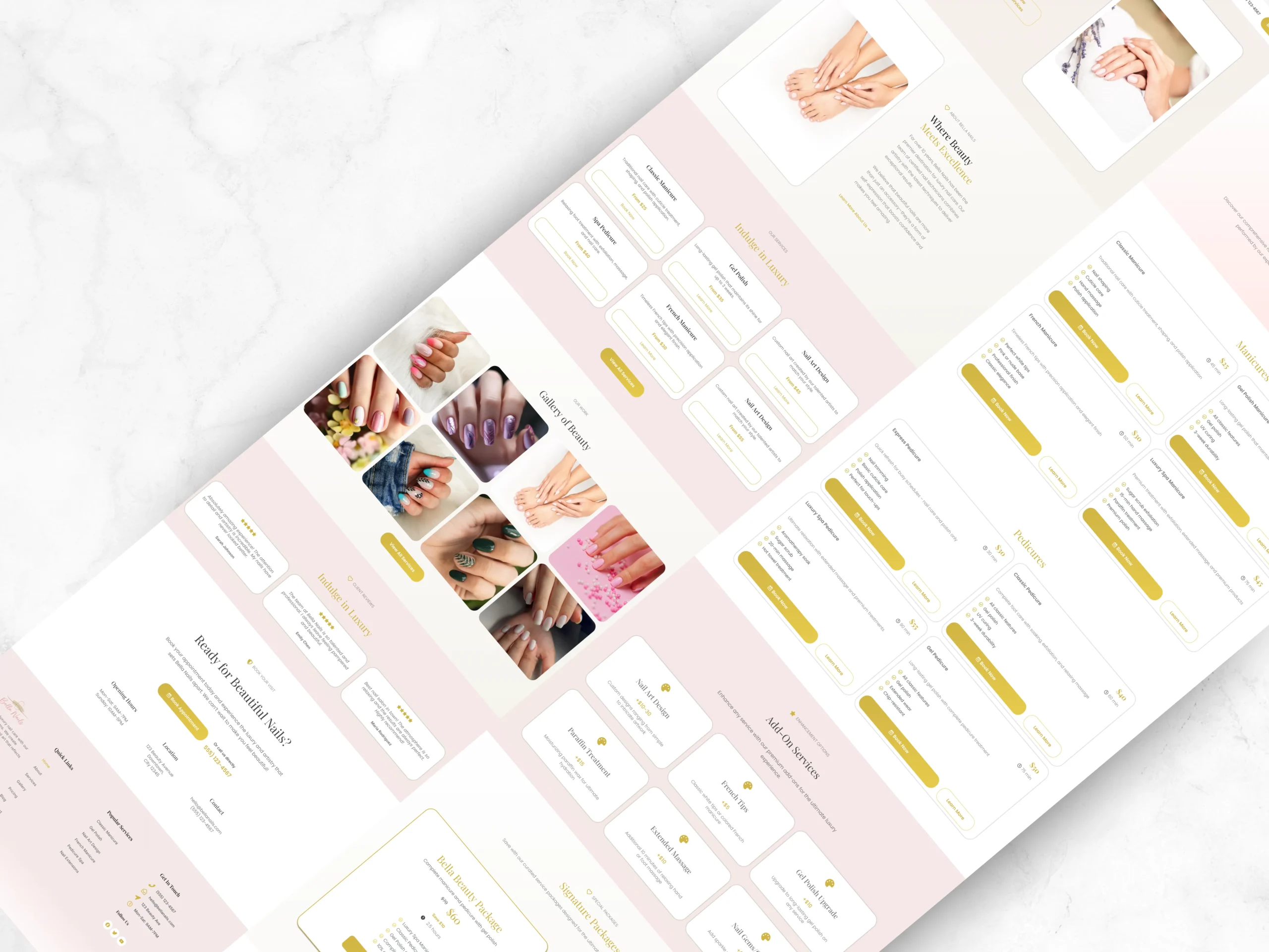 Beauty & Spa WordPress Elementor theme displayed on desktop, tablet and mobile to highlight fully responsive design.