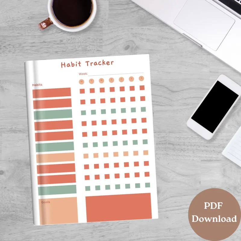 Printable Daily Habit Tracker PDF | Goal & Routine Tracking Sheet