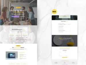 Full Wix sales page for business coaches including FAQ section and client success stories.