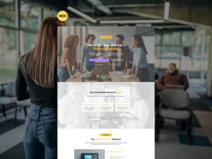 Wix business coach sales page with modern layout and yellow highlights designed for client conversion.