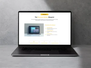 Wix sales page template for business coaches showing program structure on a laptop screen.
