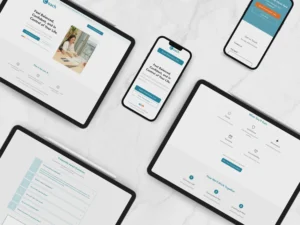 Wix sales page template for coaches displayed on tablet and mobile mockups showing responsive design.